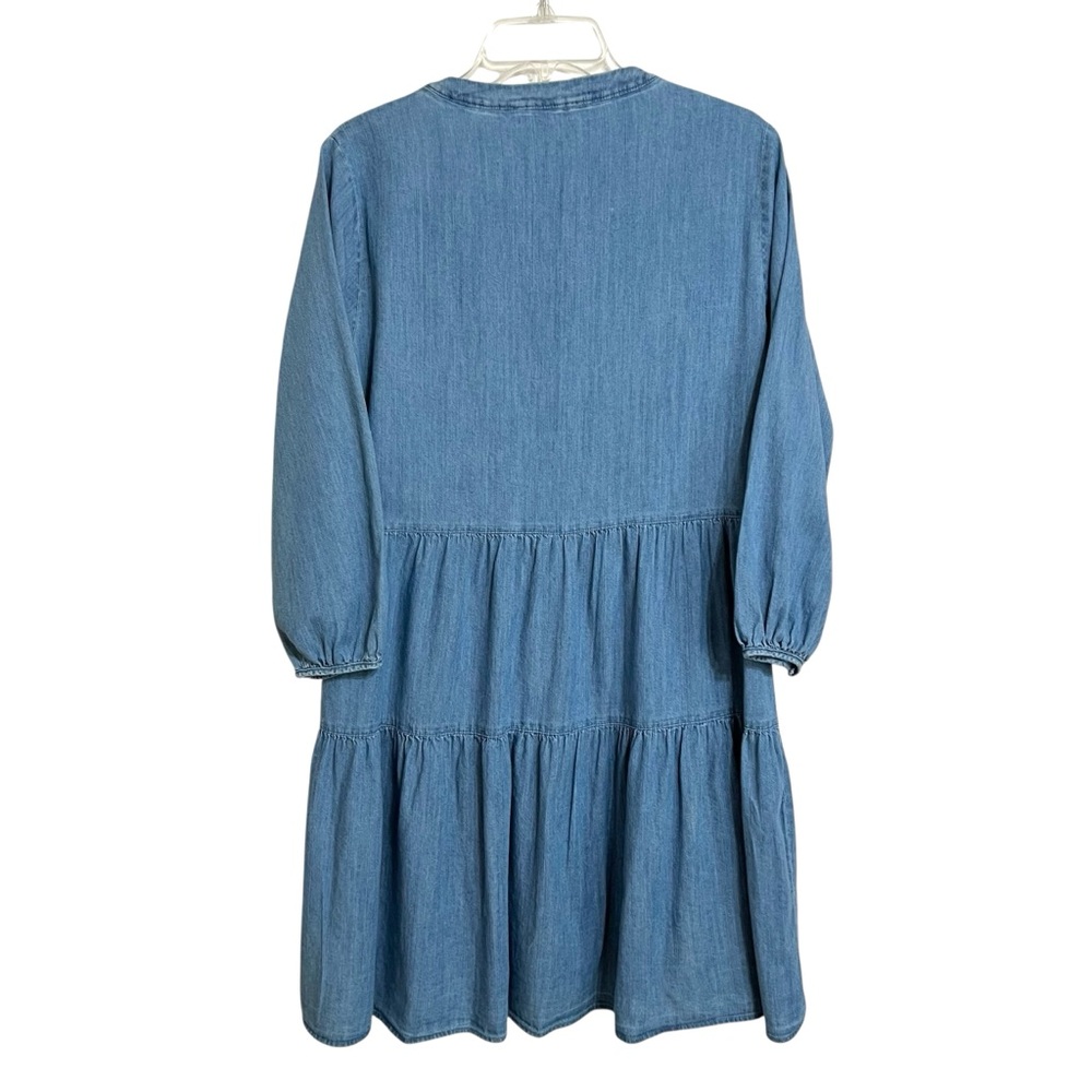 Tommy Hilfiger Tiered Chambray Coastal Cowgirl Mini Dress S Blue Western Cottage - Picture 3 of 7